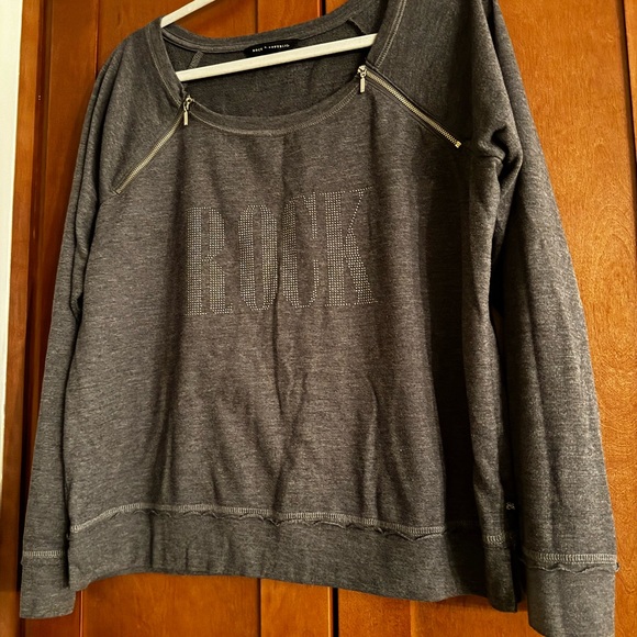 Rock & Republic Woman Size XL Gray Silver Mini Logi Zip Collar - Picture 3 of 10